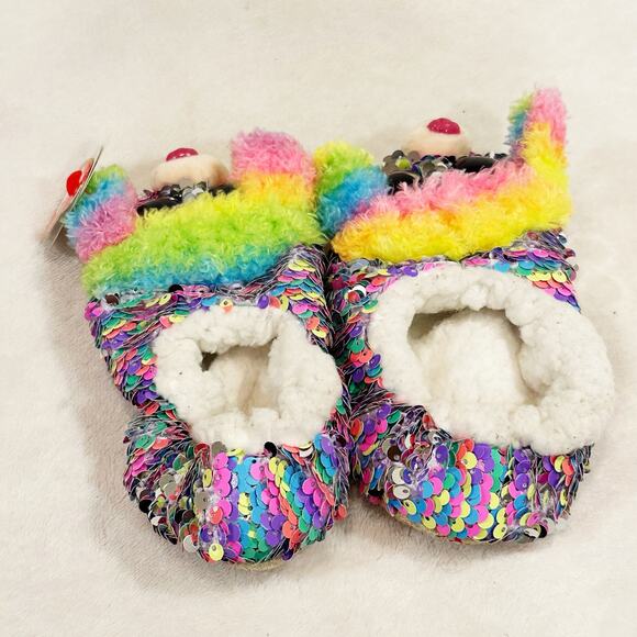 TY Beanie Babies Sequin Poodle Rainbow Slippers sz 11-13 - Picture 3 of 7